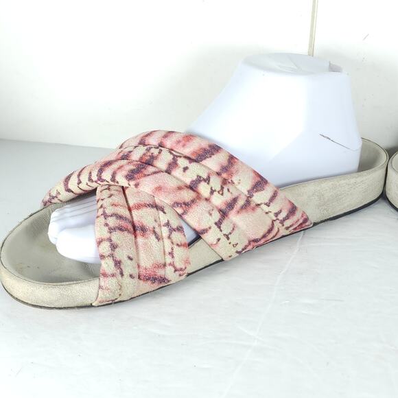 ISABEL MARANT Women's EU39 US8-8,5 Holden Velvet Pink Tie Dye Slide Sandals - Picture 6 of 16
